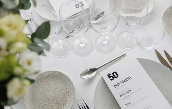 Menu du dîner signature des 50 ans d'Acer